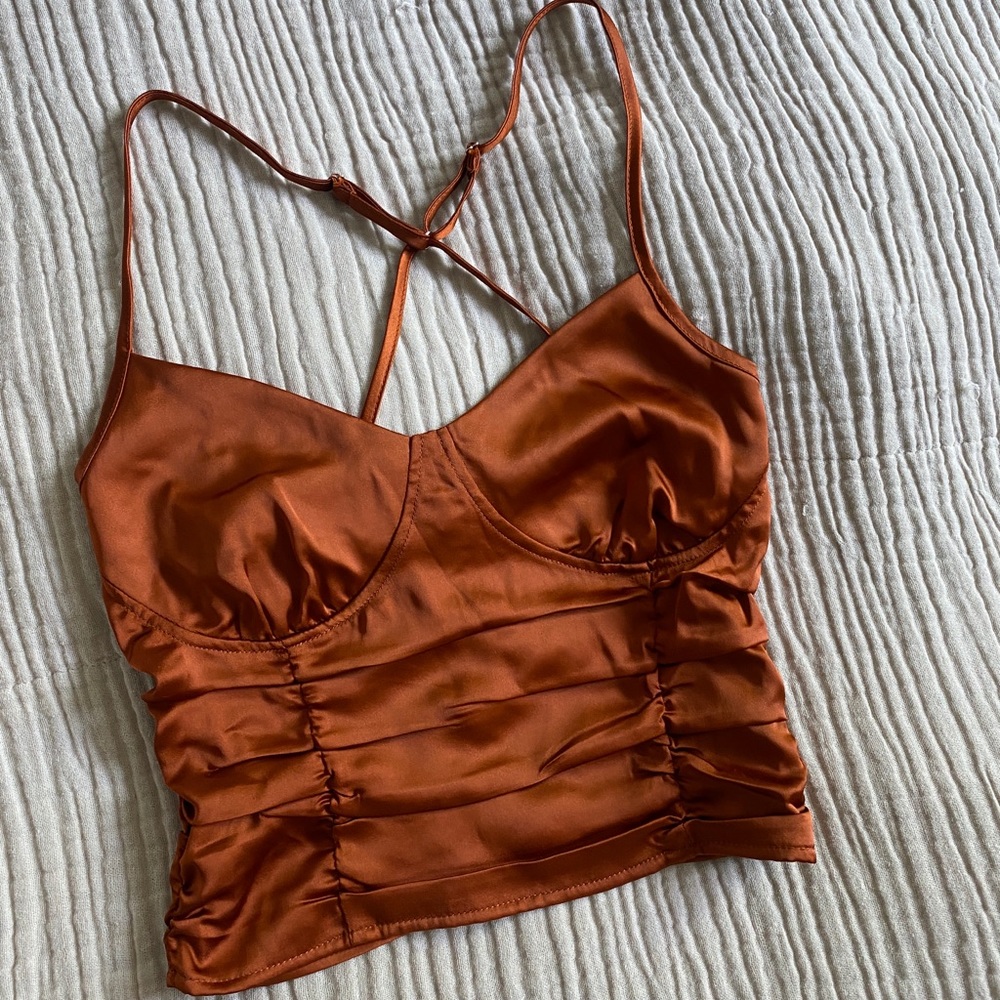 Rust Satin Cami Top